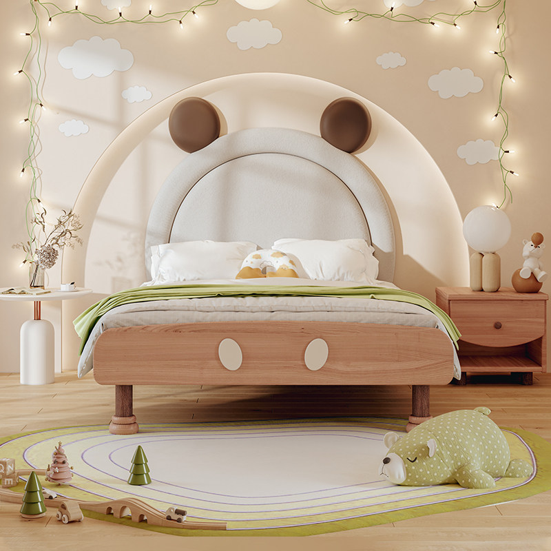 喜力美儿童床粉色米奇款公主床全实木红檀木儿童房1.5m卡通单人床,住宅家具,儿童床/儿童抽拉床,淘宝优惠券,粉丝福利购,淘宝优惠卷