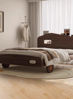 喜力美儿童床男孩中古风汽车床原木青少年卡通实木床卧室单人床