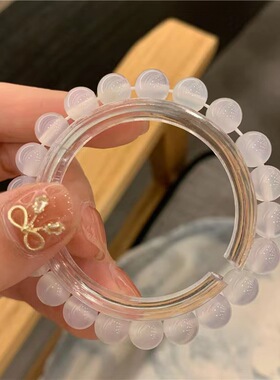天然冰种白玛瑙手链正品荔枝冻玉髓珠子串珠珠子散珠单圈手串男女