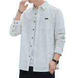 男士纯棉衬衫长袖春秋款港风宽松潮流帅气休闲衬衣101A-CS186-P35，男装衬衫，星座101A