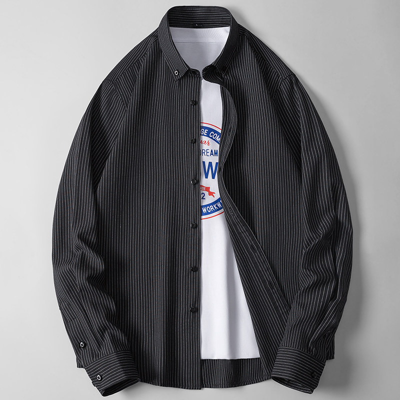 男士牛津纺衬衫长袖春季新款潮流帅气条纹衬衣101A-CS172-P30，男装衬衫，星座101A