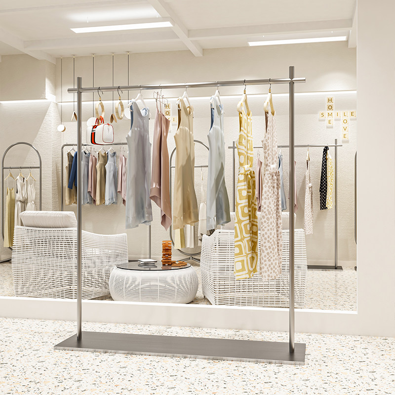 服装店展示架简约不锈钢拉丝