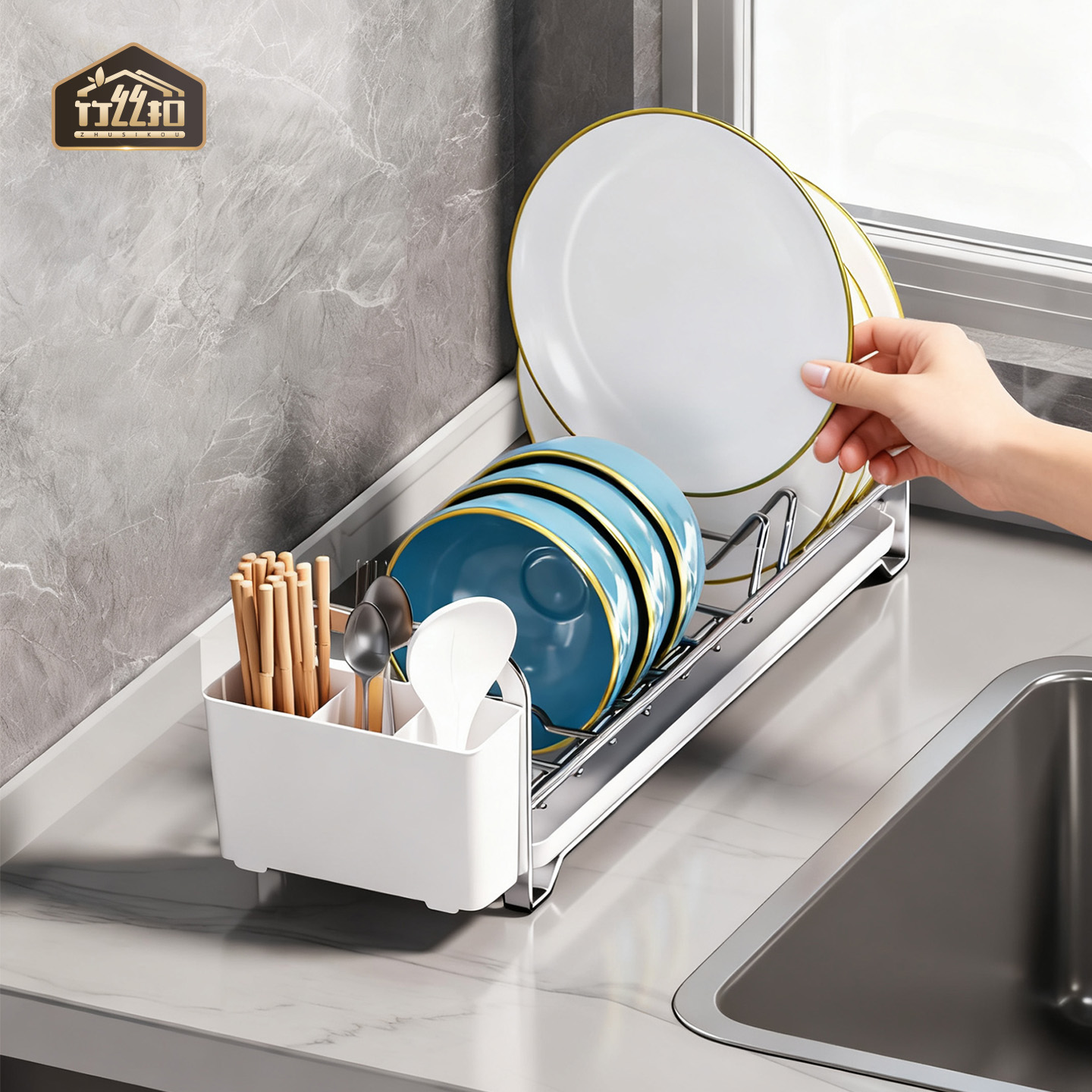 碗盘收纳架不锈钢多功能置物架