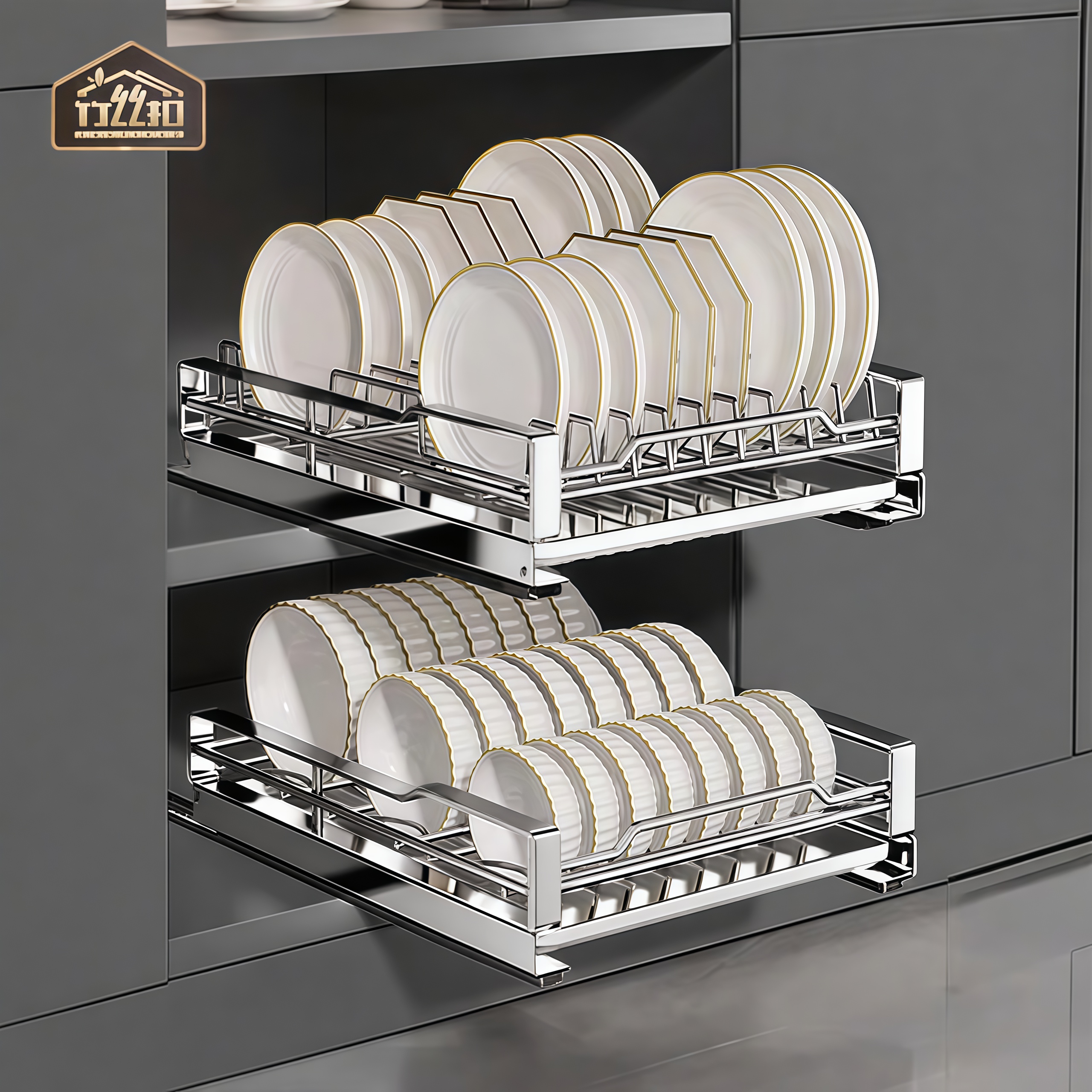 生锈掉落/包赔抽拉碗碟架不锈钢