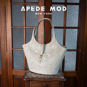 花园包粉色浮雕纹牛皮托特包明星同款 Apede Mod 菜篮子新年礼物