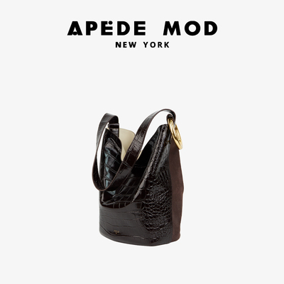 Apede Mod/赵露思同款秋冬麂皮真皮软花桶包斜挎单肩包新年礼物