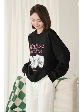 宋小妞 三只小狗狗卫衣女韩国小众WAIKEI宽松韩版圆领印花卡通潮