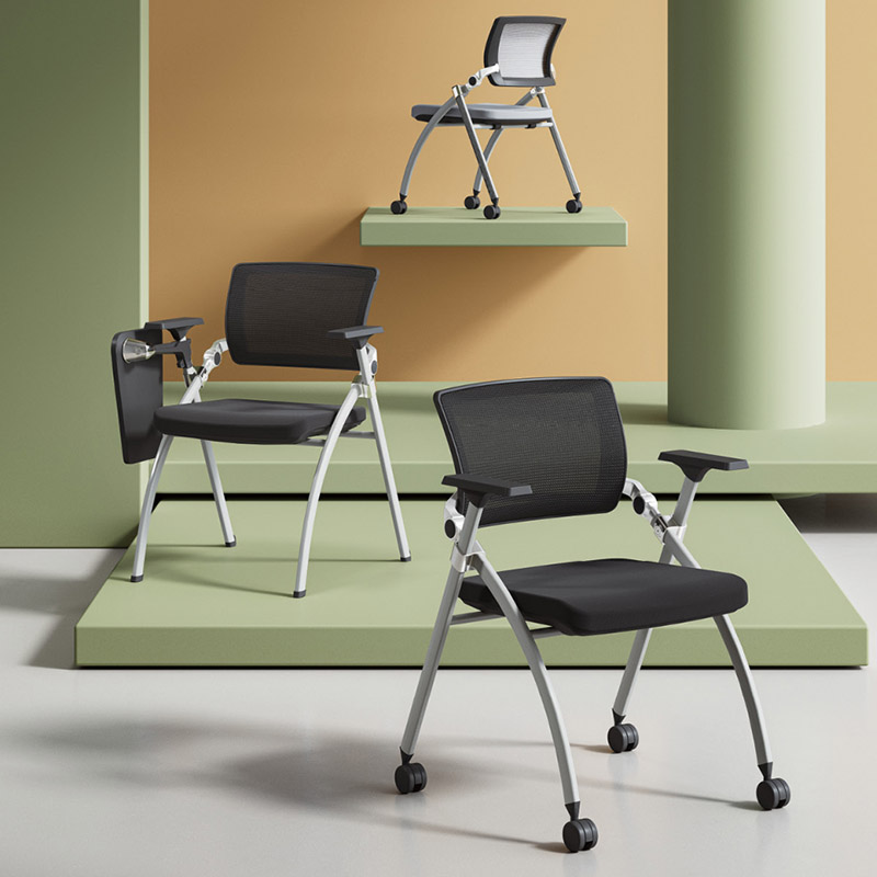 可折叠培训椅带桌板会议办公椅子凳子会议室学生桌椅一体折叠椅