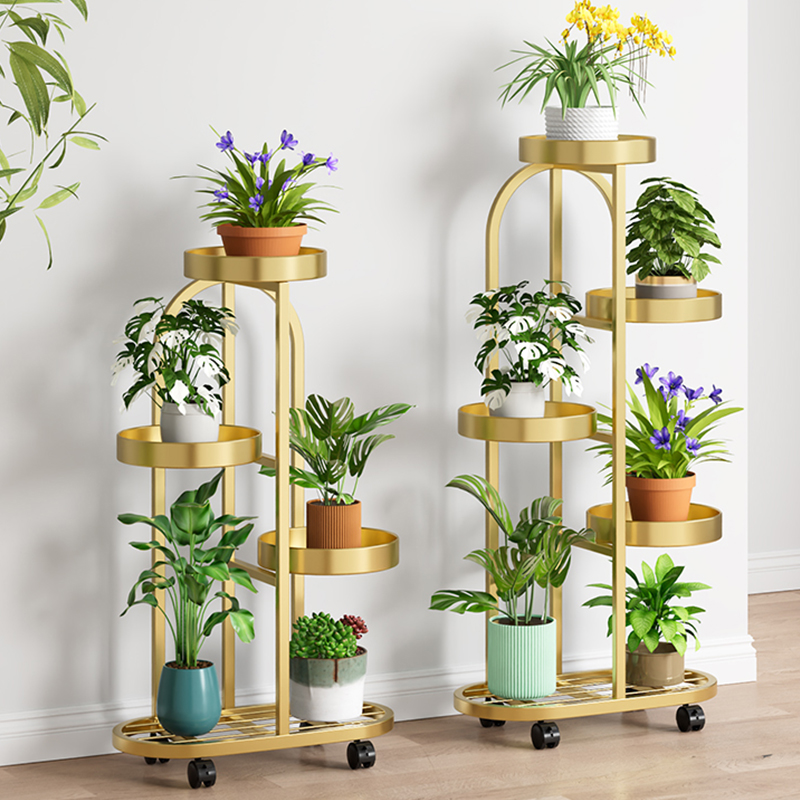 花架子客厅落地式可移动花架带轮铁艺花盆阳台置物架轻奢新款2025