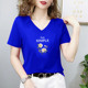 V领t恤女士2026夏季 新款 百搭上衣时尚 纯棉短袖 洋气减龄休闲体恤衫
