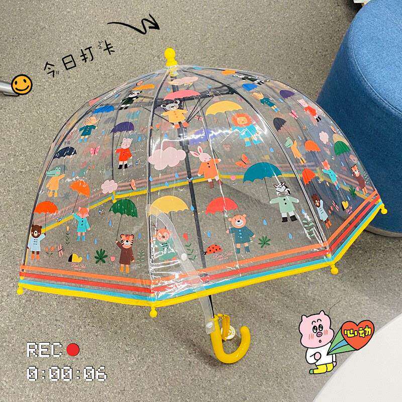 儿童卡通小猪佩奇雨伞女生可爱透明长柄伞粉色独角兽自动加厚伞