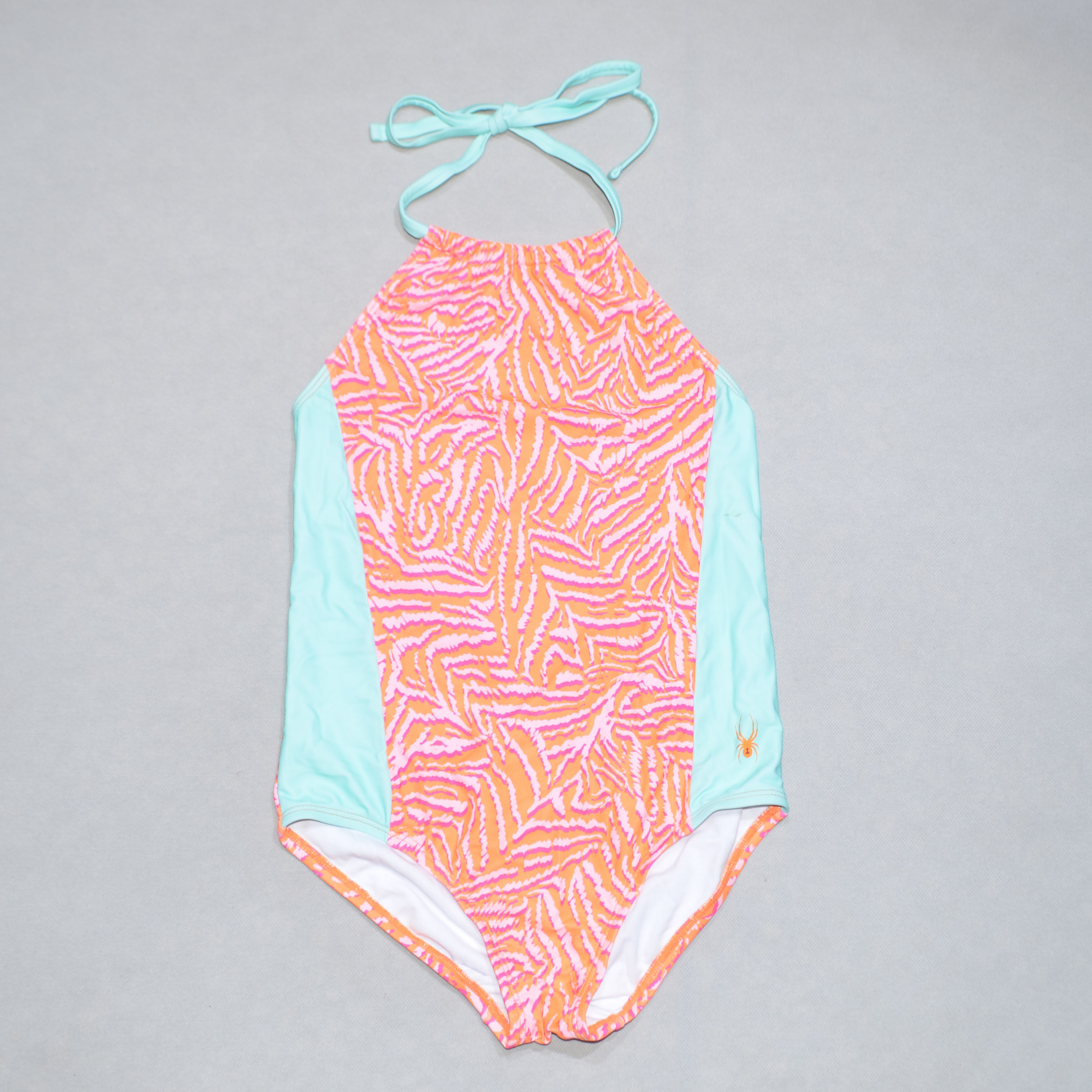 美国原单KIKO****可爱橙红色小蜘蛛花海滩泳池连体泳衣女童中大童