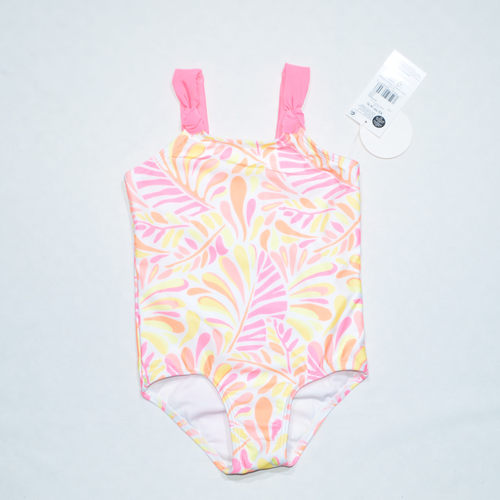 美国原单GEOR****可爱白底红黄花海滩泳池游泳连体泳衣女童中小童