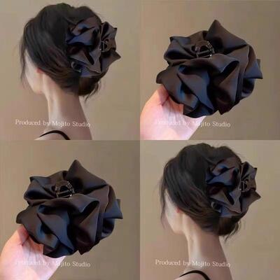 黑色泡泡抓夹2026新款高级感蝴蝶