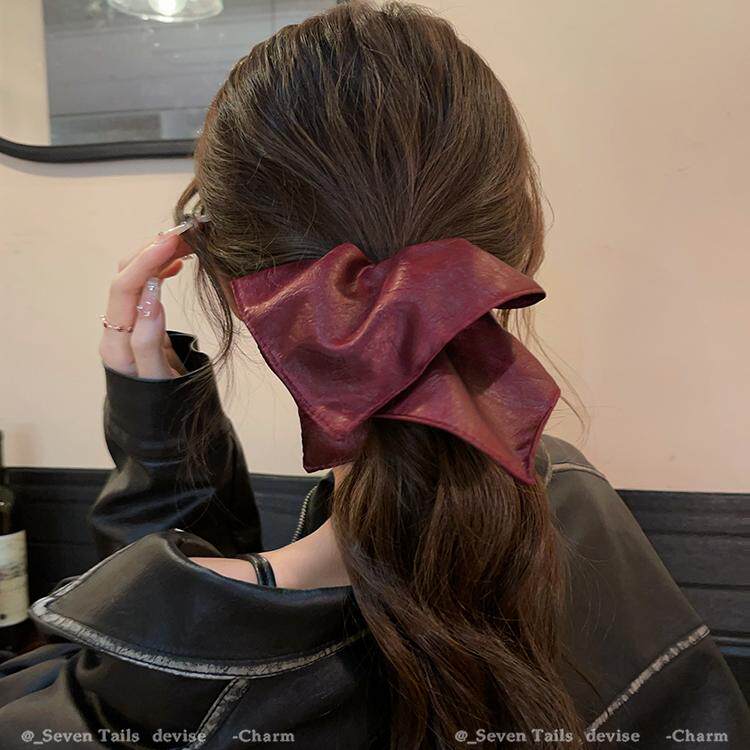 法国lastkiss安可拉红方巾大肠发圈2025新款秋冬扎发高级发绳发饰