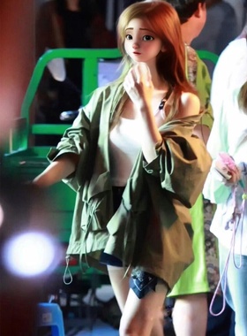 法国MK&DK许我耀眼赵露思明星同款军绿色工装风薄款外套风衣夹克