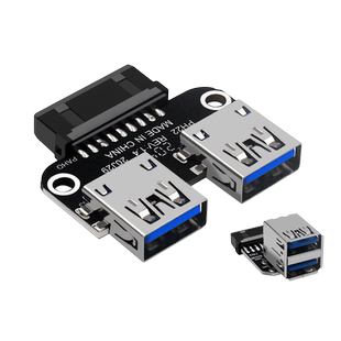 电脑主板19PIN公头转双USB3.0母座转接头开放式机箱内置19P/20P