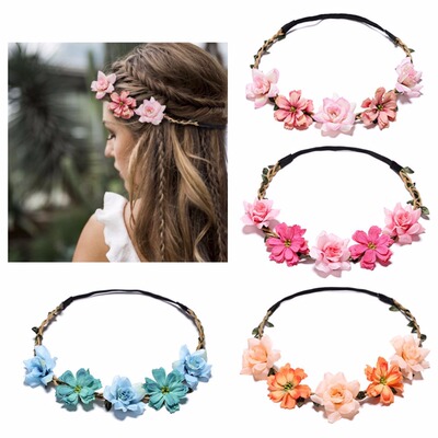 Bride Flower Crown Hair Band Wedding Floral Headband Garland