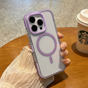 磁吸充电适用iphone16手机壳带Ai相机键保护苹果16promax防撞气囊闪粉边15pro全包防摔透明14简约13男女情侣