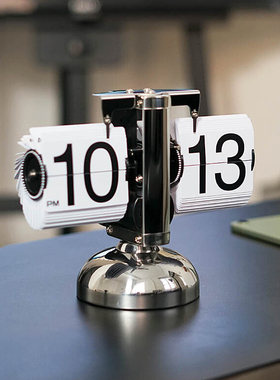 创意复古天平自动翻页时钟机械翻牌欧式桌面摆件时尚座钟家居装饰