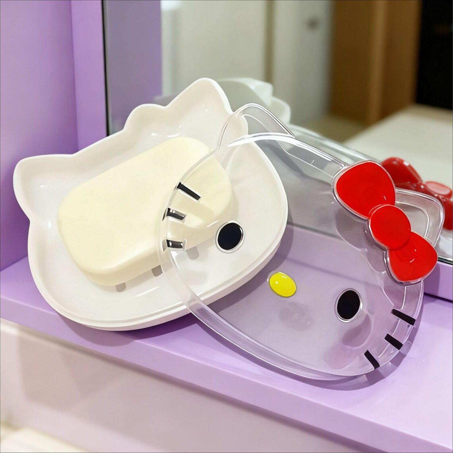 卡通肥皂盒可爱家用Kitty香皂盒沥水透明KT猫皂盒卫生间置物用品