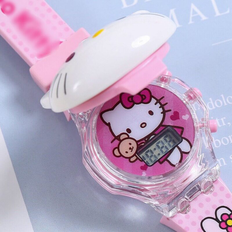 哈喽kt猫电子表发光带音乐keiti猫手表儿童玩具粉kitty猫礼物女童
