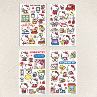 凯蒂猫贴纸装饰卡通防水手账贴小学生Kitty贴画4张装嗨喽kt贴花