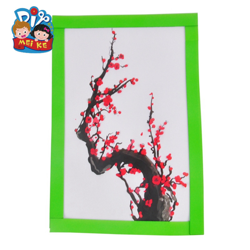 寒冬腊梅手工diy儿童创意美术绘画黏贴制作贴画作品幼儿园材料包