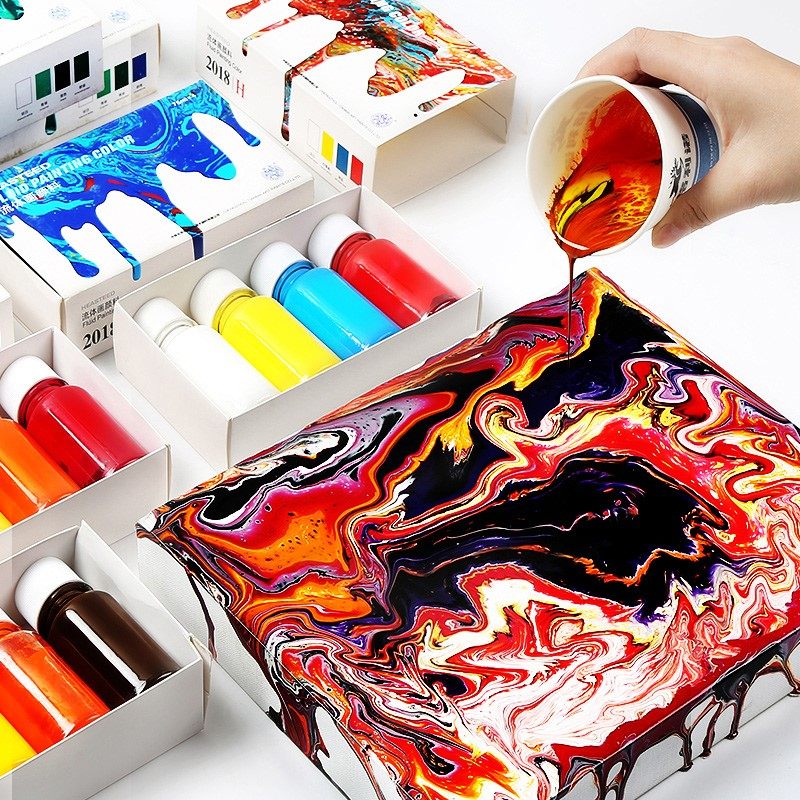 海特流体画丙烯颜料套装细胞流体画颜料液态初学者绘画颜料液体美术