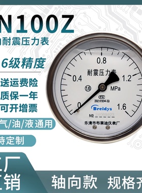 YN100Z正装压力表耐震压力表测水压气压通用0-1.6/100mpa多量程