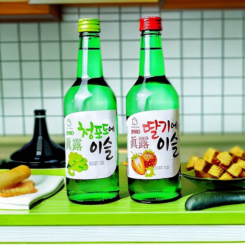 韩国进口真露草莓味烧酒 清酒 女士低度果味酒360ml 13度瓶装