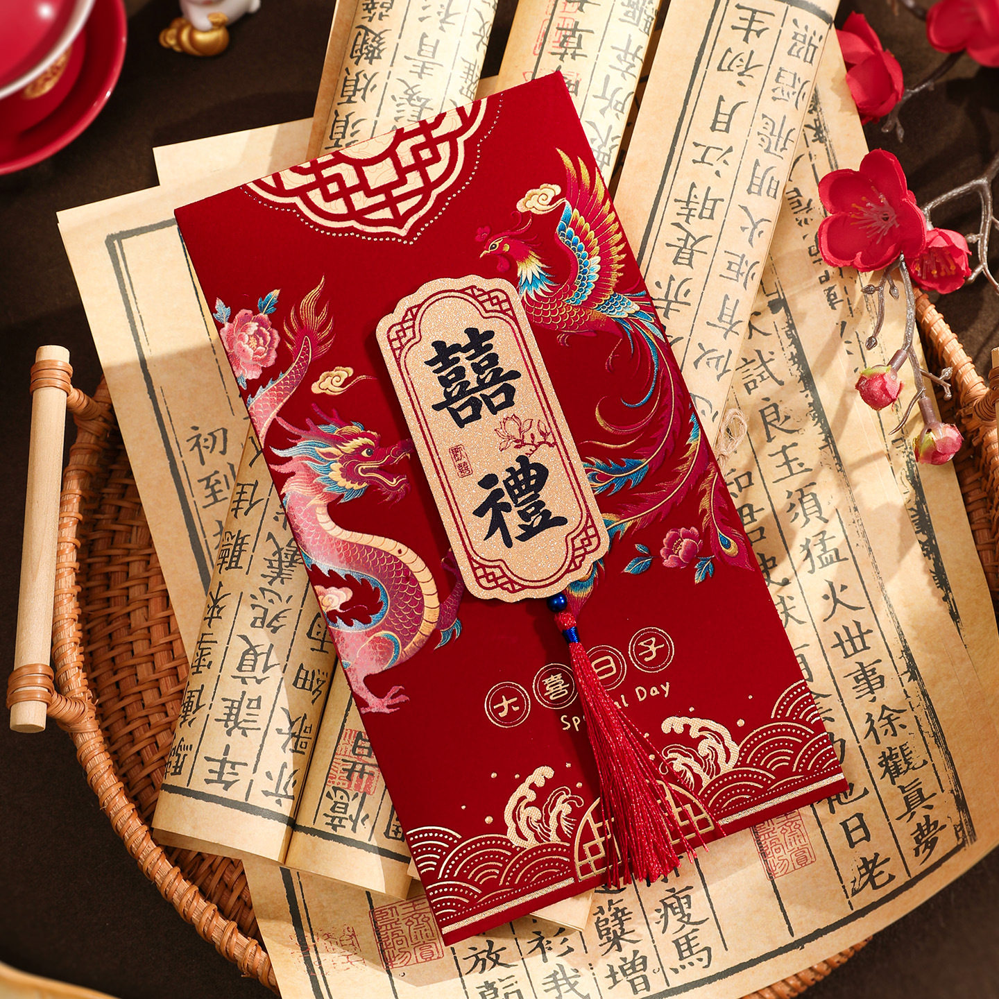 结婚万元红包袋大号新款改口敬茶创意烫金喜字高档利是封婚礼随礼
