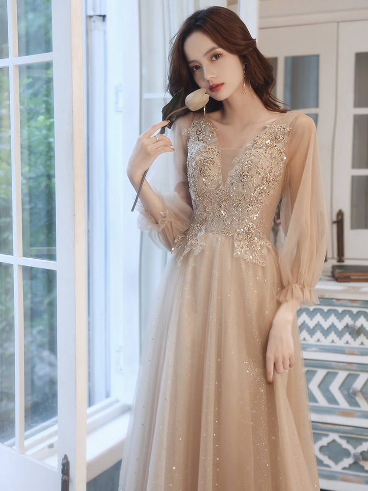 Champagne color long seven -point sleeve+M   - $6.29 