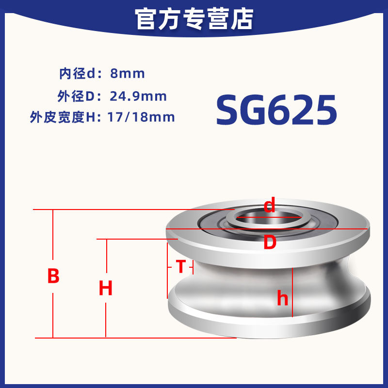 带槽激光绣花机凹槽v型u型轴承导轮滚轮滑轮SG15 10 20 25 66轴承