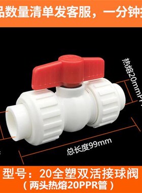 ppc水管接头配件ppr阀门自来水管双活接头热熔开关20 25 32 4分水