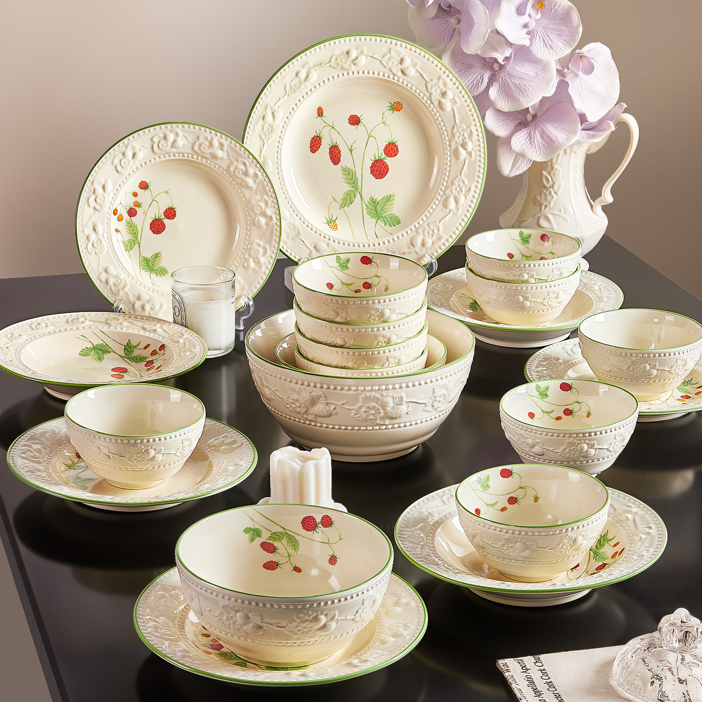 法式餐具碗碟套装家用2026新款碗盘子乔迁新居釉下彩碗具新婚礼物,餐饮具,碗,淘宝优惠券,粉丝福利购,淘宝优惠卷