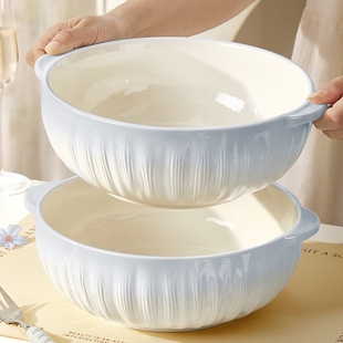 陶瓷双耳汤碗家用2026新款高颜值汤盆大号汤面碗酸菜鱼大盆碗