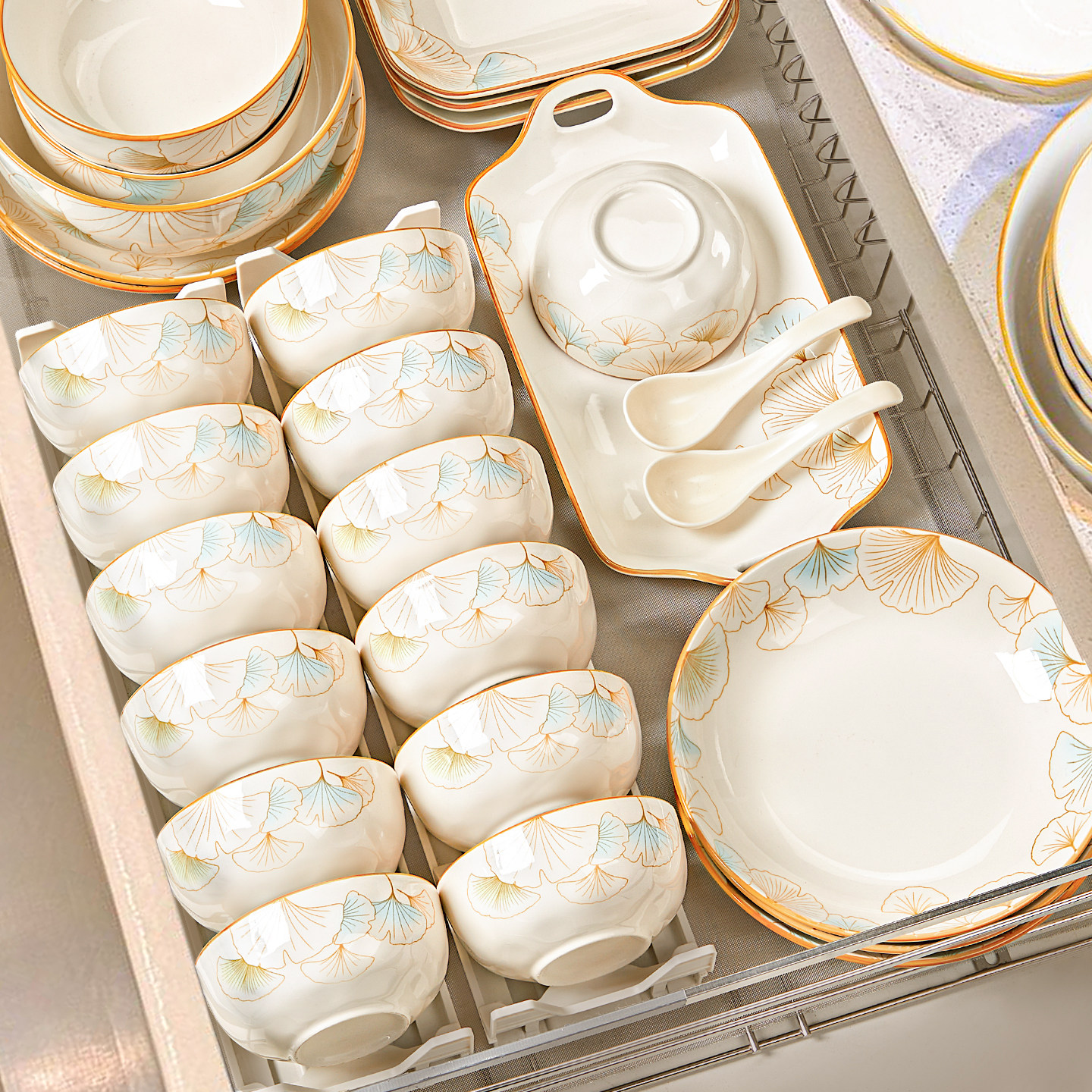 中式餐具套装家用2026新款高颜值釉下彩碗盘碗碟碗筷乔迁之喜碗具,餐饮具,碗,淘宝优惠券,粉丝福利购,淘宝优惠卷