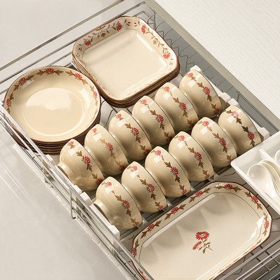 复古釉下彩碗碟餐具套装陶瓷碗盘