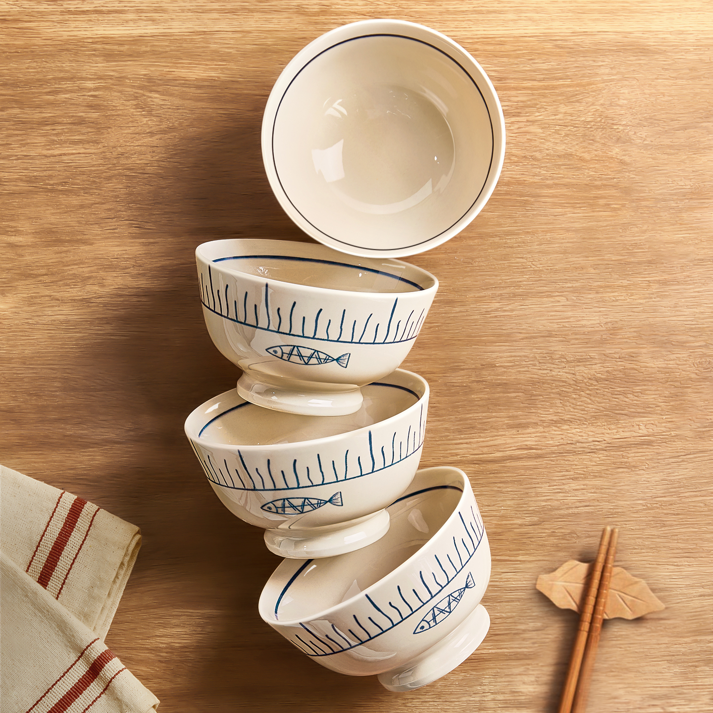 釉下彩米饭碗家用2025新款陶瓷碗个人专用吃饭碗具高颜值小碗复古