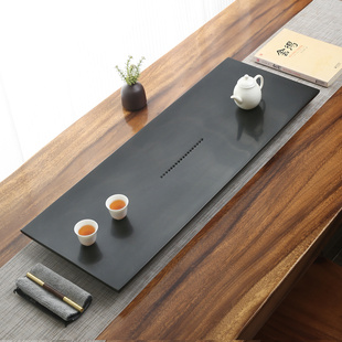 天然乌金石茶盘整块抛光家用简约现代茶海石头茶具带排水桌面茶台