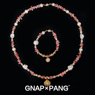 GNAPxPANG JEWELRY魇梦渡星河 菱锰矿红纹石淡水珍珠项链 嘻哈男