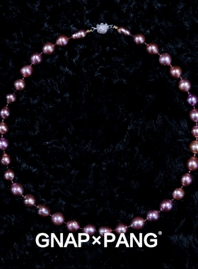 箭矢贯平野浓紫炫彩圆巴珍珠项链