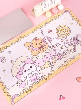 FTTOT可爱动物派对鼠标垫 超大电竞游戏键盘垫加厚防滑办公室桌垫