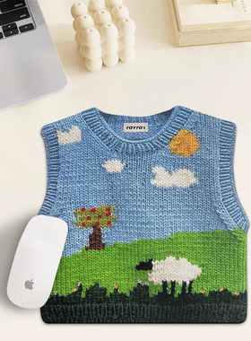 可爱ins风鼠标垫针织毛衣马甲 办公电脑桌垫防滑耐脏高颜值滑鼠垫