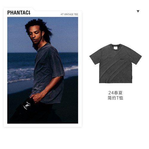 PHANTACi范特西周杰伦潮牌2024秋夏新品4T VINTAGE 厚棉T恤男女款