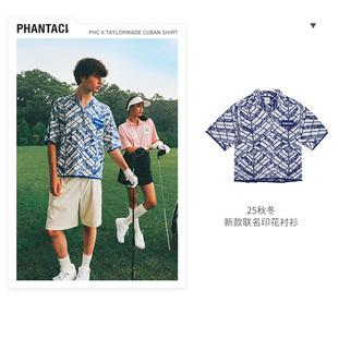 PHANTACiX TaylorMade Cuban Collar Shirt 联名款印花衬衫男