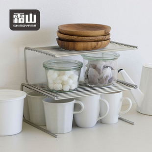 霜山304不锈钢置物架可叠加碗碟杯架调料杂物收纳橱柜下悬式挂架