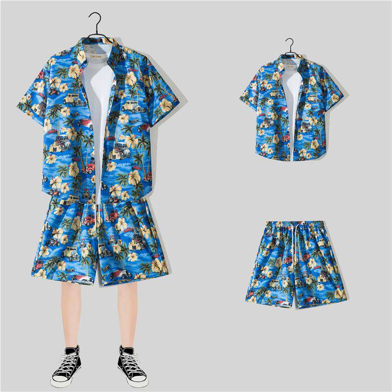 夏季短裤沙滩套装男士三亚旅游度假大码衣服海边旅行穿搭情侣夏装