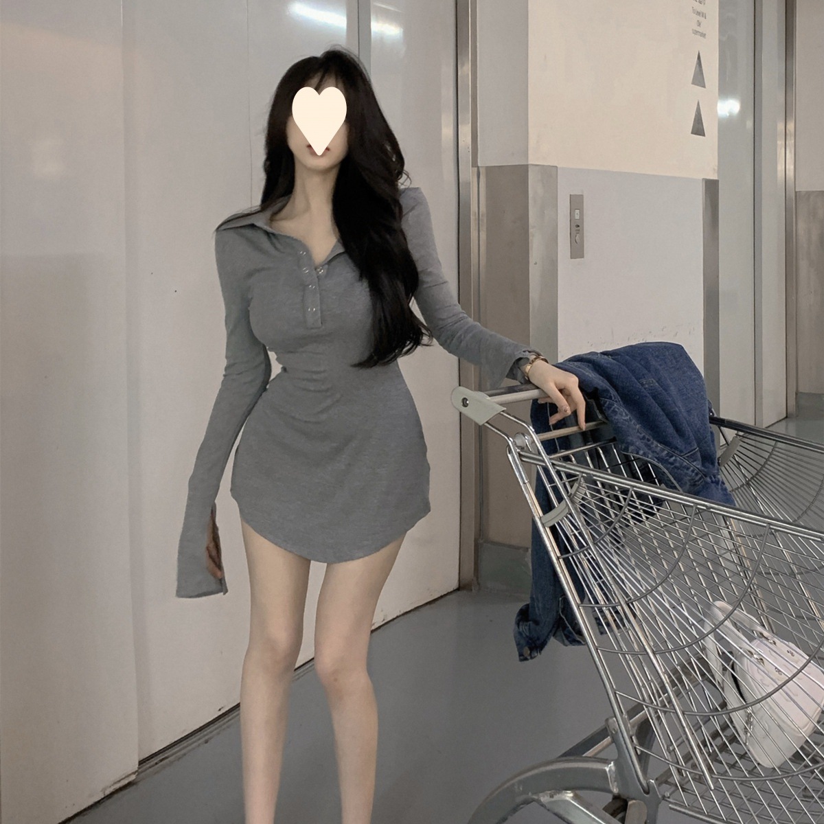 辣妹polo领T恤连衣裙女秋